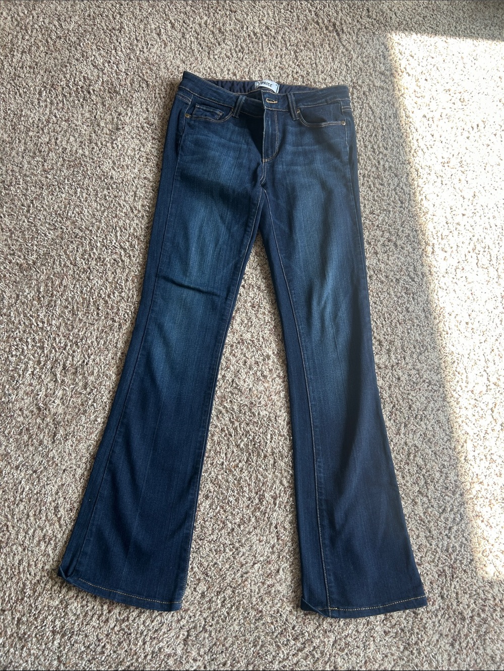 PAIGE Dark Blue Flare Jeans - Wide Leg Denim